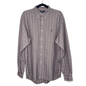 Polo Ralph Lauren Men’s Large 16 1/2 Classic Fit Button Down Shirt Purple Plaid